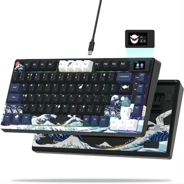 คีย์บอร์ดเล่นเกม S-K80 พร้อมปะเก็นจอแสดงผล OLED RGB