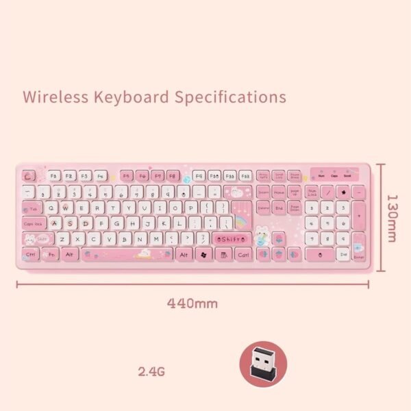คีย์บอร์ดไร้สาย 104 คีย์ 2.4GHz เสียงเงียบ - Image 2