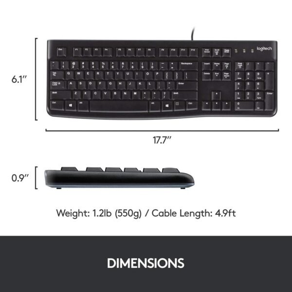 LOGITECH K120 BLACK USB KEYBOARD - Image 2
