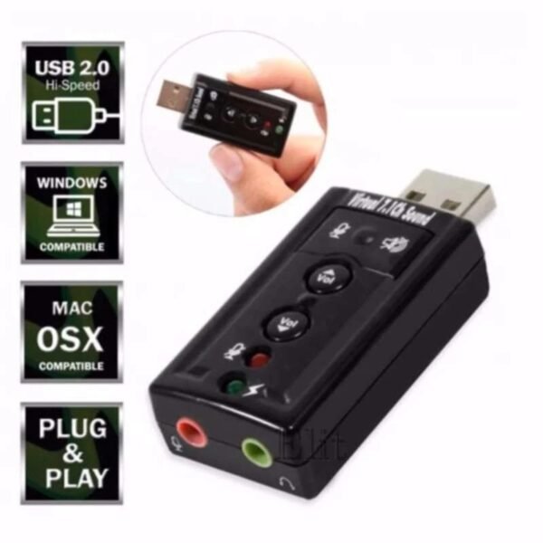 USB การ์ดเสียง ซาวด์การ์ด Audio 3D Sound Virtual 7.1 Channel Card Adapter - Image 3